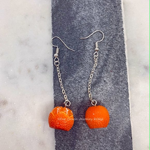 Orange Fruit Dangle Earrings - Picture 4 of 8